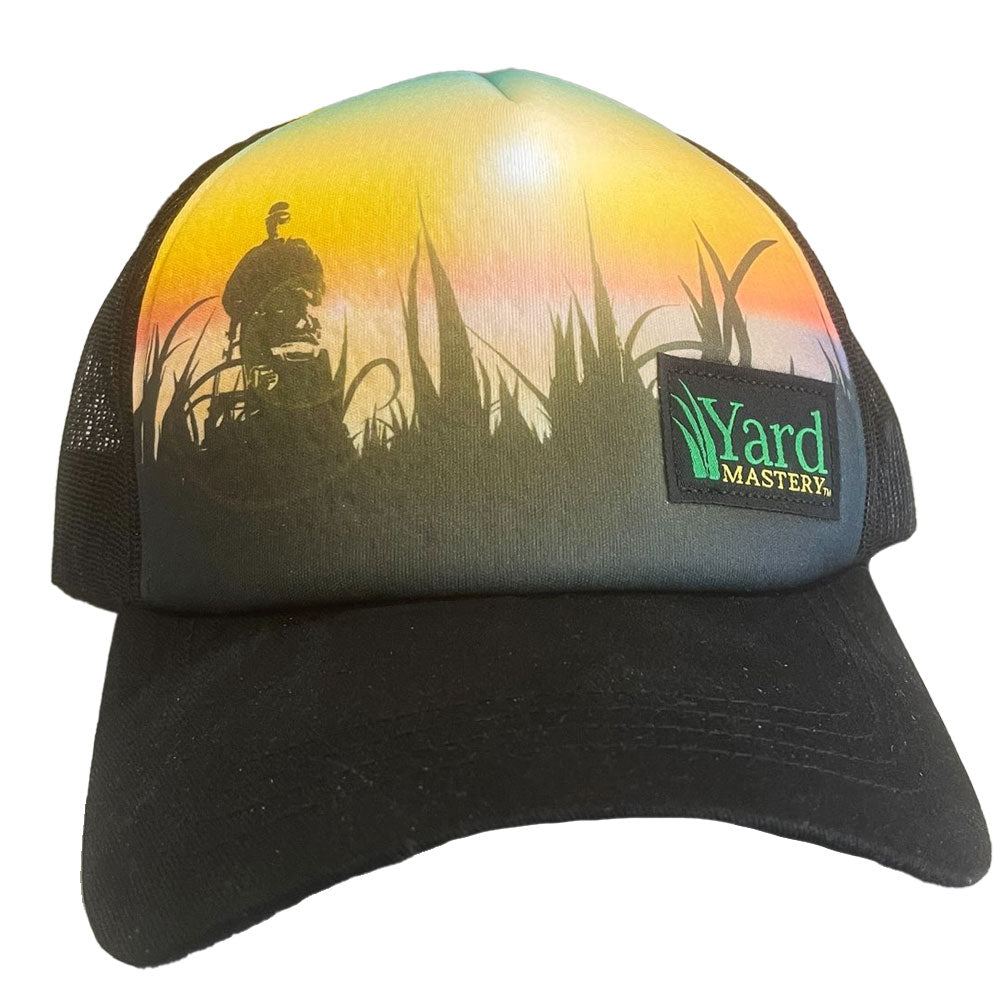 Sunset Mow Yard Mastery Custom Trucker Hat - Curved Bill